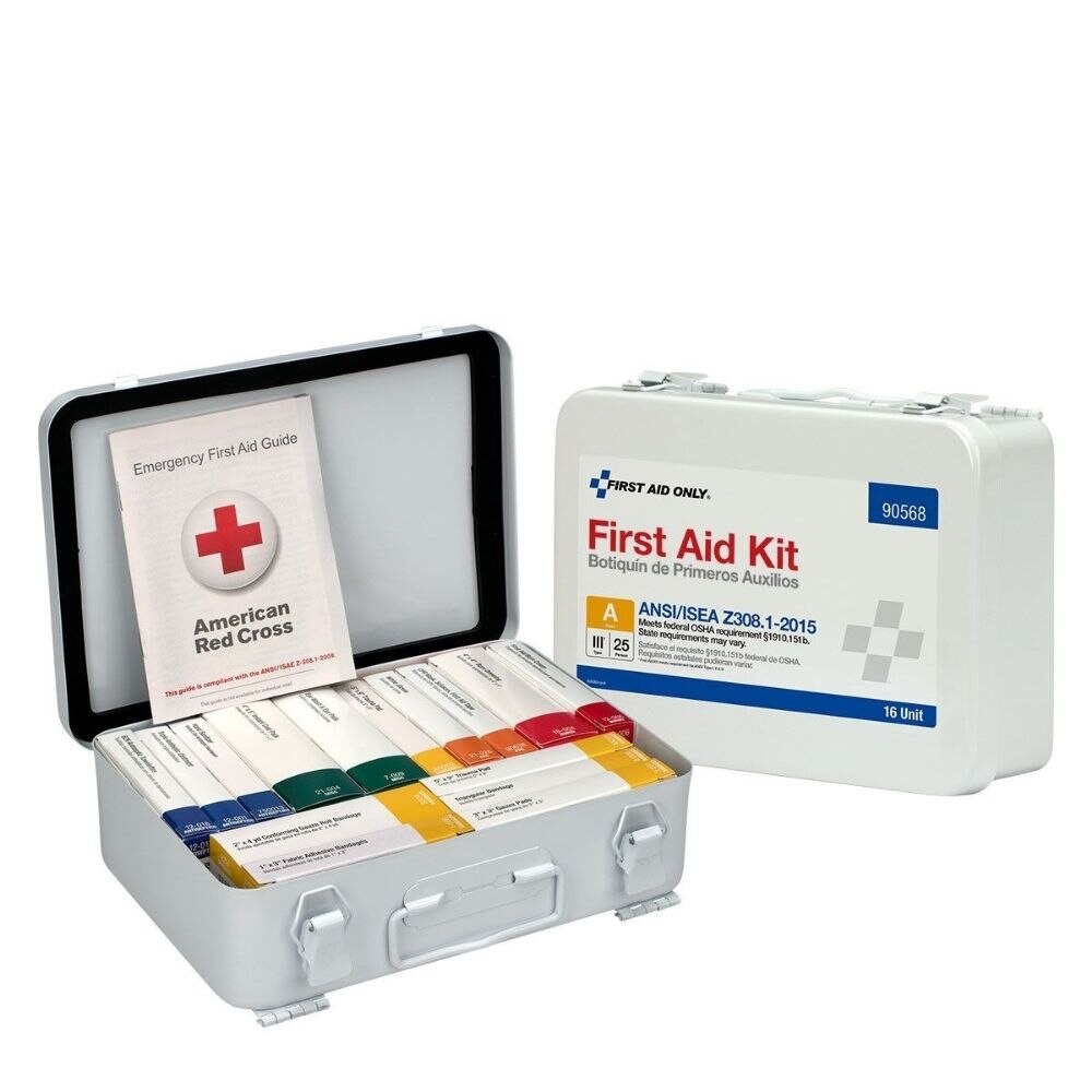First Aid Only 90568 16 Unit First Aid Kit, ANSI A, Metal Case