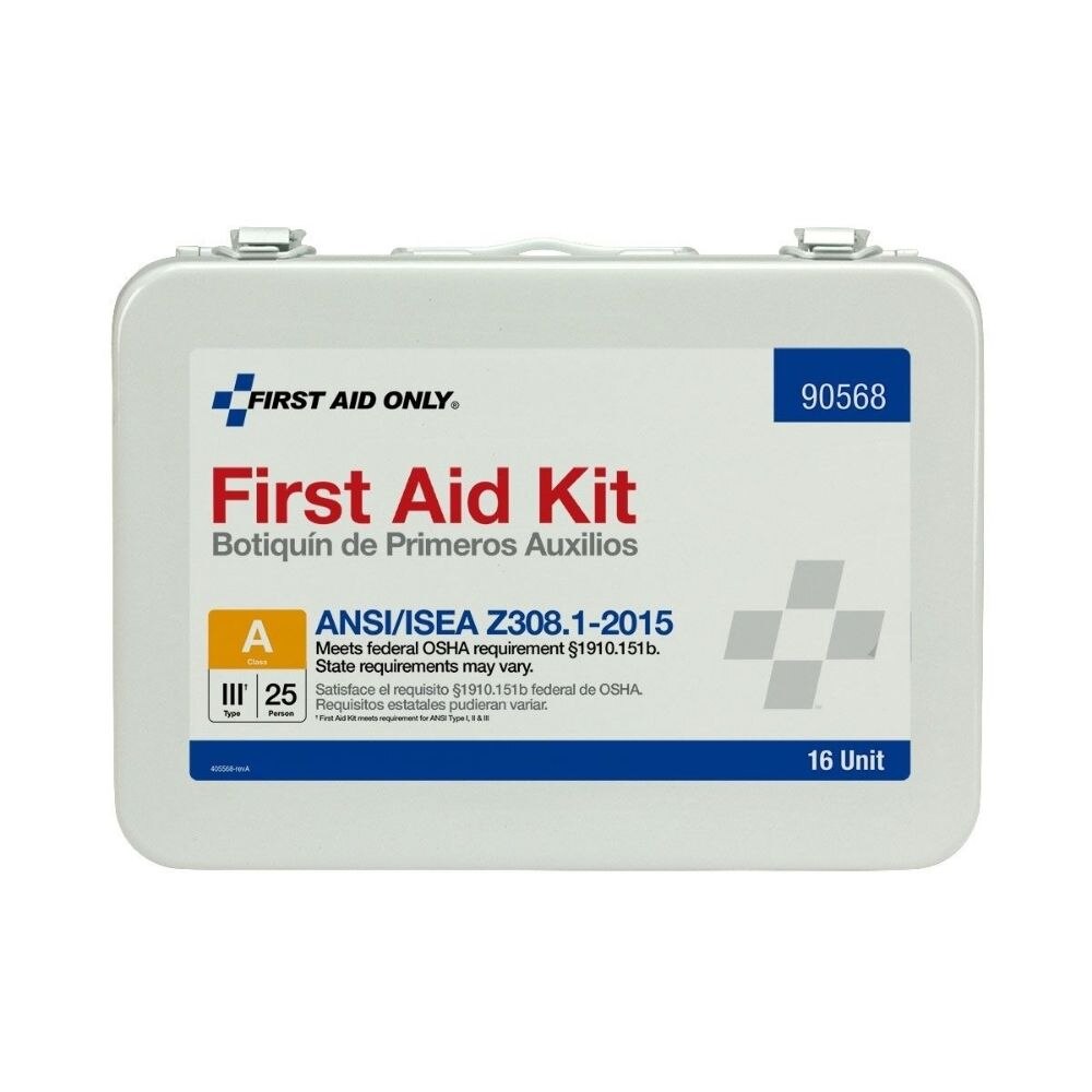 First Aid Only 90568 16 Unit First Aid Kit, ANSI A, Metal Case - 4