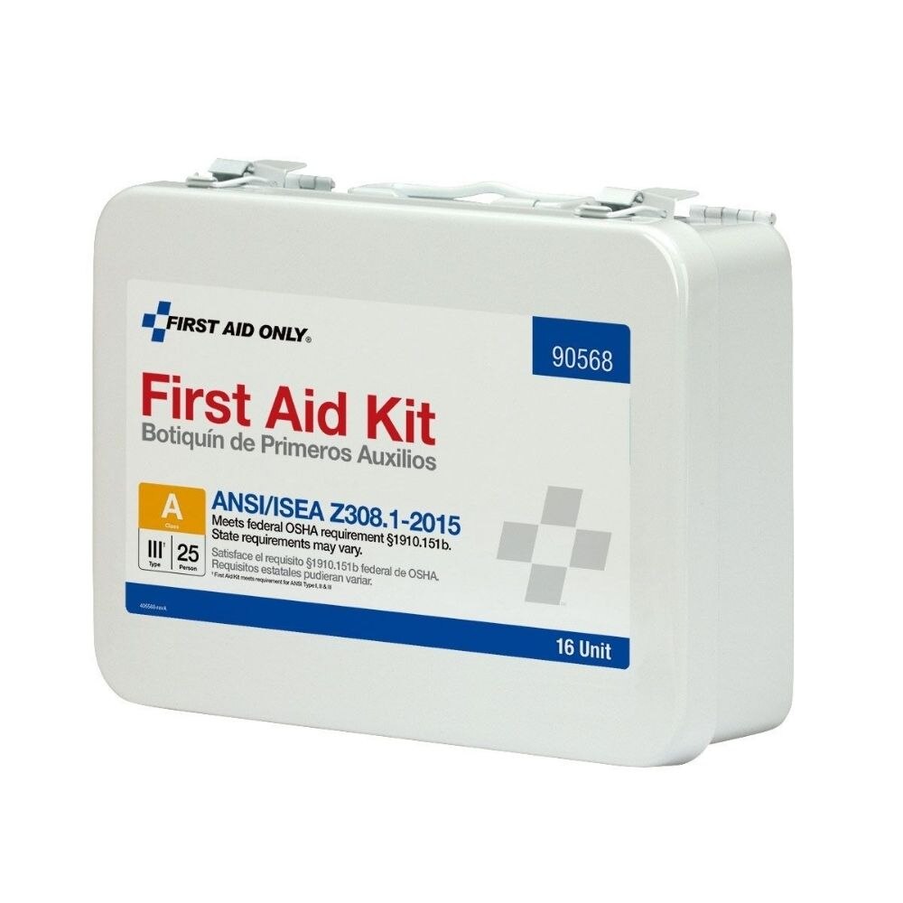 First Aid Only 90568 16 Unit First Aid Kit, ANSI A, Metal Case - 6