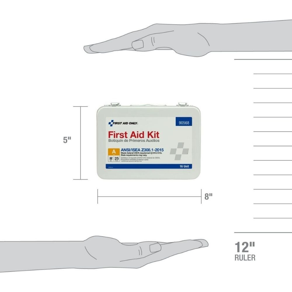 First Aid Only 90568 16 Unit First Aid Kit, ANSI A, Metal Case - 7