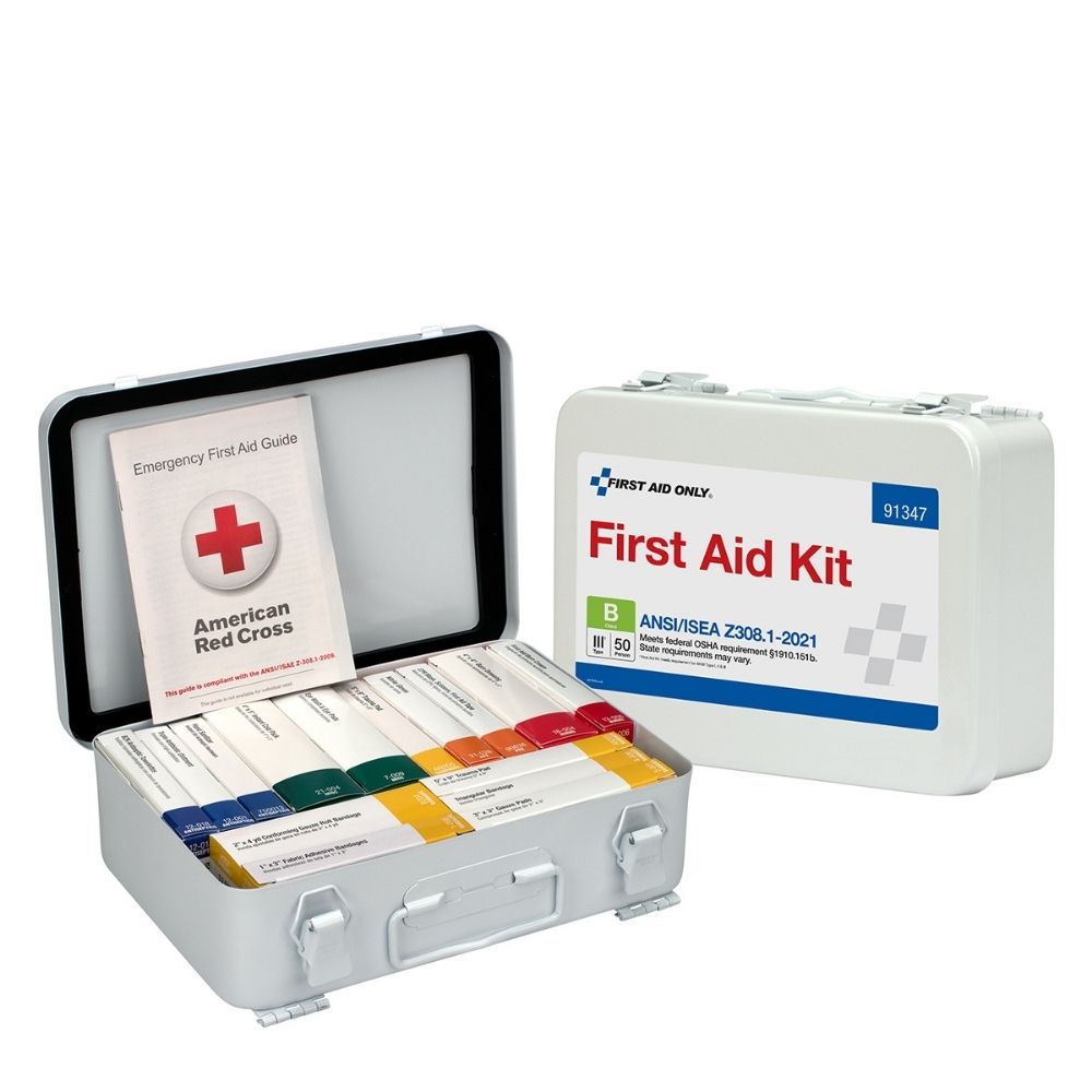 First Aid Only 91348 16 Unit First Aid Kit, 2021 ANSI A, Metal Case