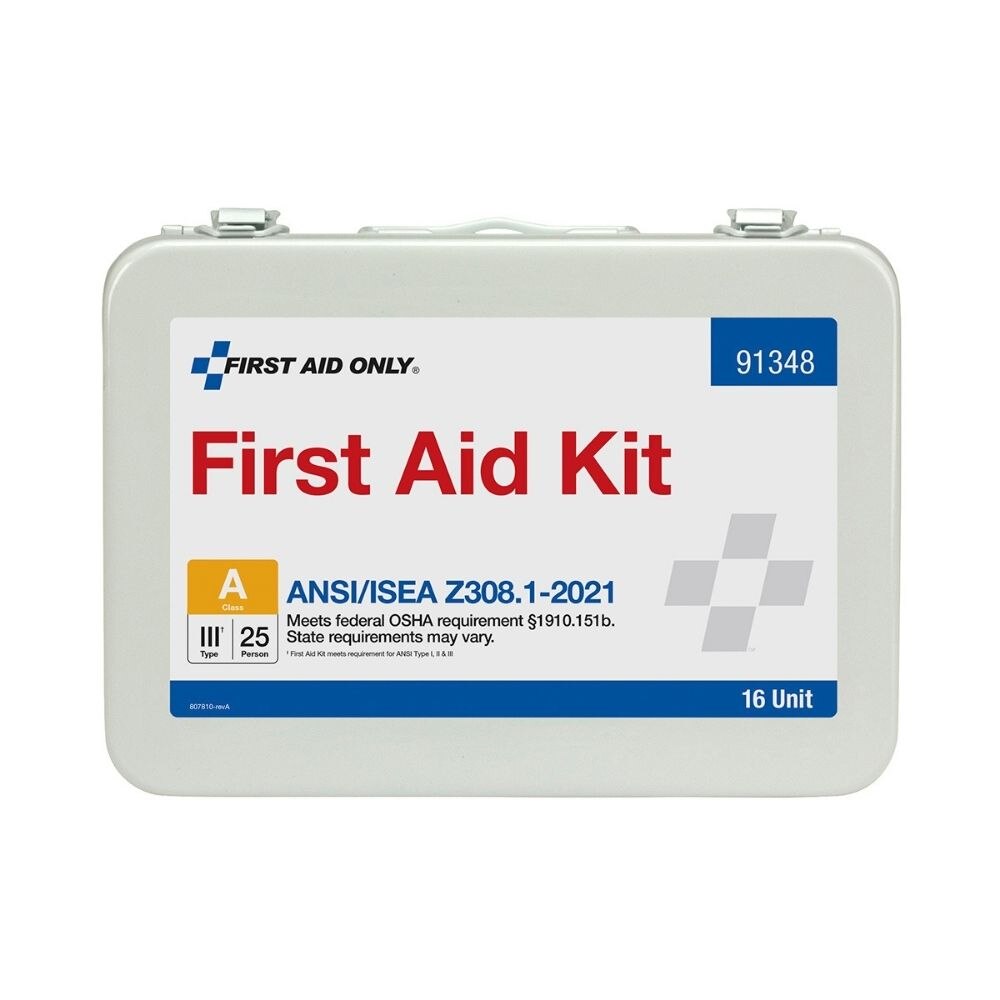 First Aid Only 91348 16 Unit First Aid Kit, 2021 ANSI A, Metal Case - 4