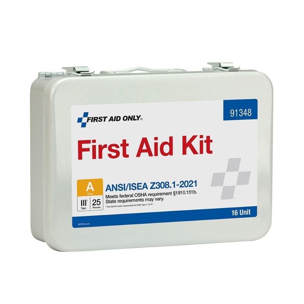 First Aid Only 91348 16 Unit First Aid Kit, 2021 ANSI A, Metal Case - 5
