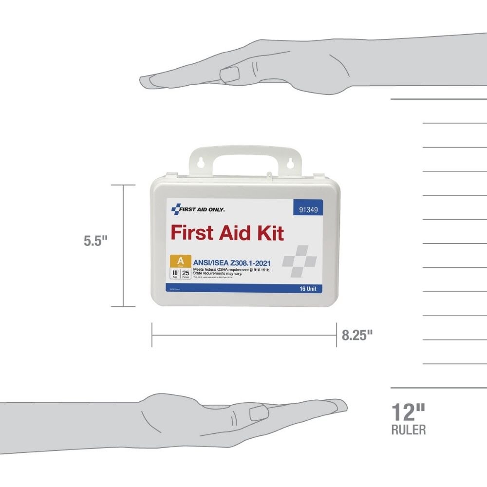 First Aid Only 91349 16 Unit First Aid Kit, 2021 ANSI A, Plastic Case - 6