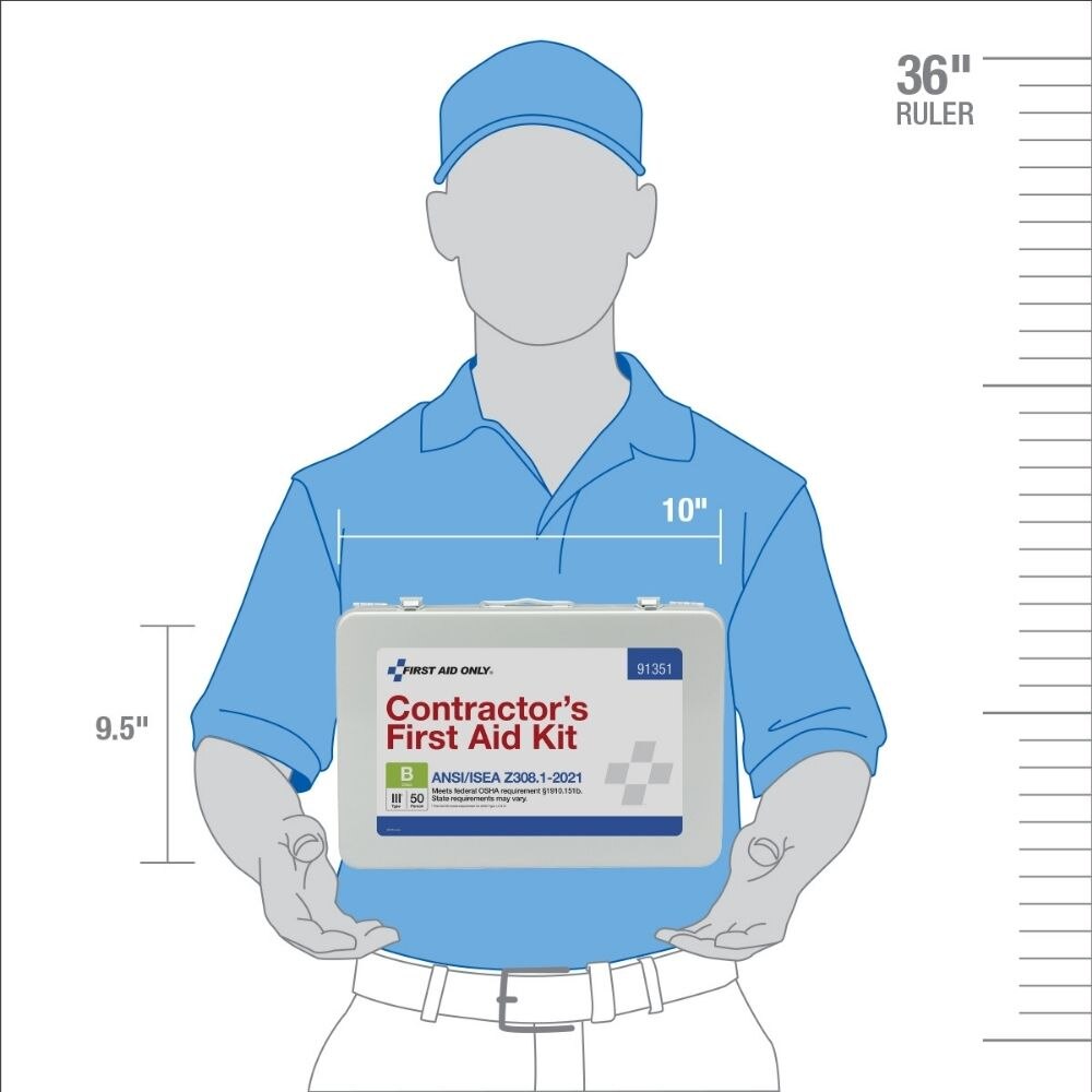 First Aid Only 91351 50 Person Contractor 2021 ANSI B+ First Aid Kit, Metal Case - 7