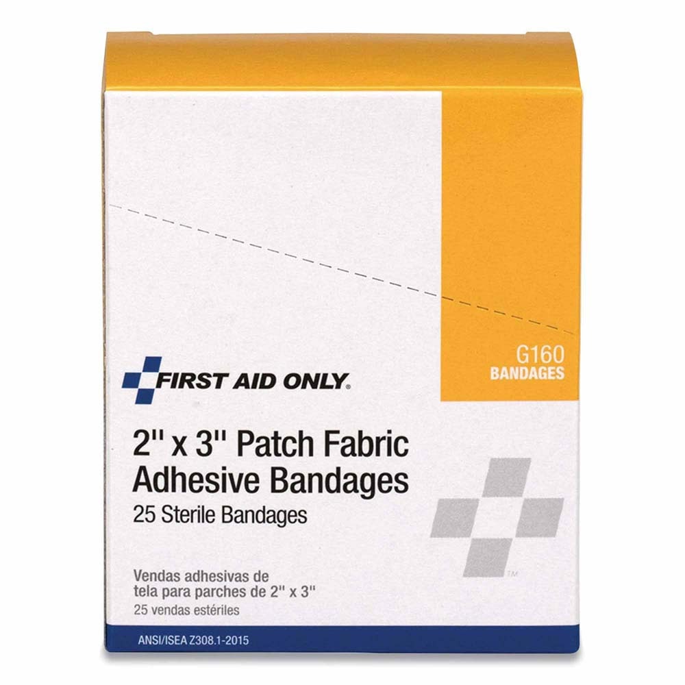 First Aid Only G160 2" x 3" Heavy Woven Fabric Adhesive Bandages (25/Box) - 2