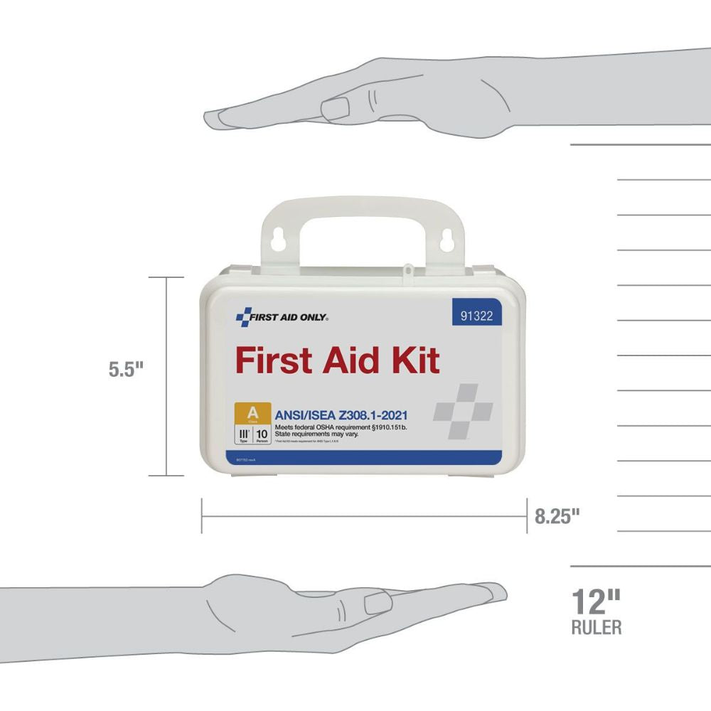 First Aid Only 91322 10 Person ANSI 2021 Class A, Plastic First Aid Kit - 6