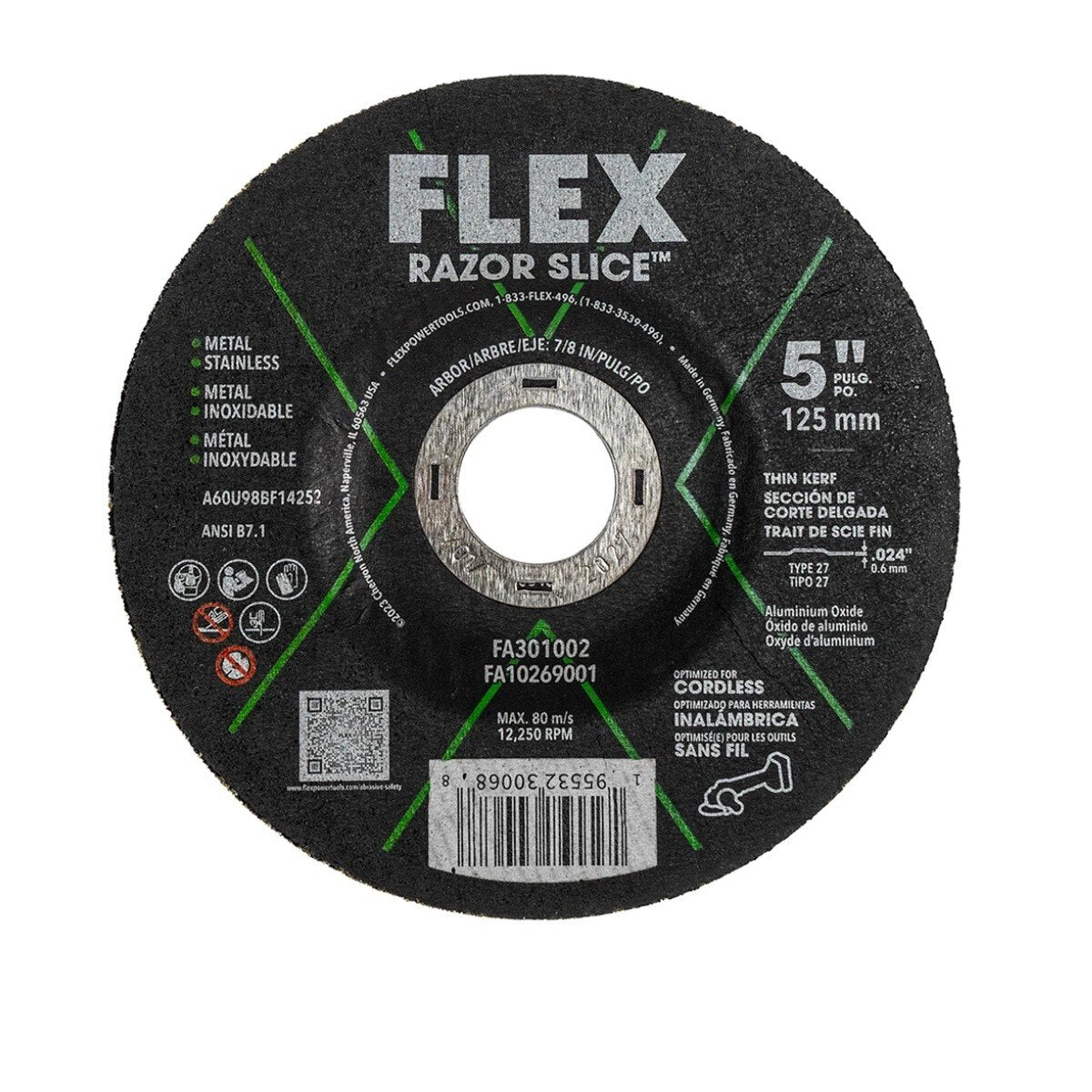 Flex FA301002 5" Razor Slice Type 27 Ultra Thin Metal Cut Off Disc 0.024"