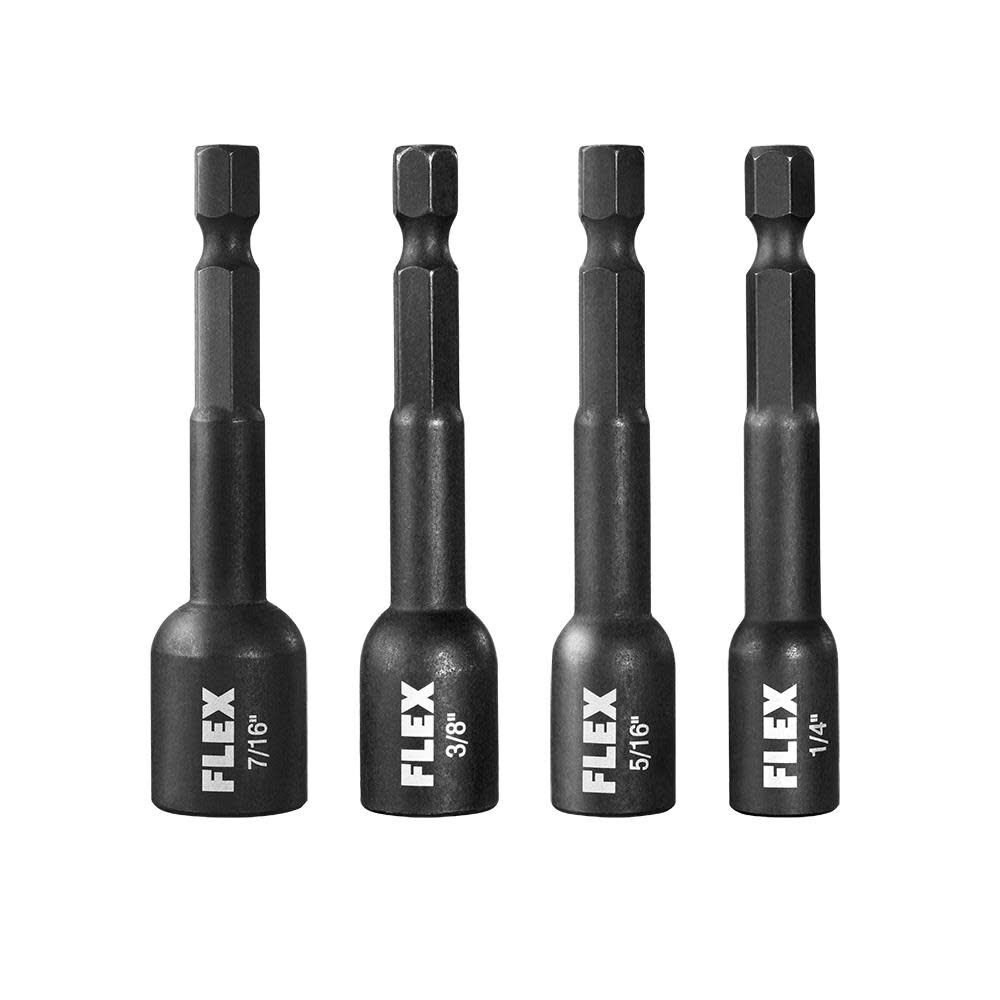 Flex FAM10301-4 Impact Magnetic Nut Driver Set for Extended Reach and Secure Fastening (4 Piece)