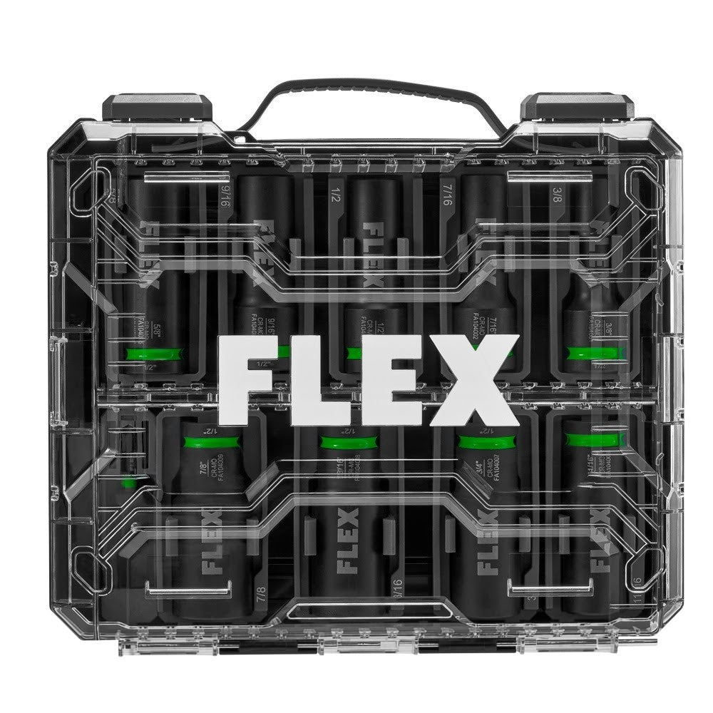 Flex FAM10401-10 Thin Wall Deep Well 6-Point 1/2" Drive Impact Nut Socket Set (10 Piece) - 4