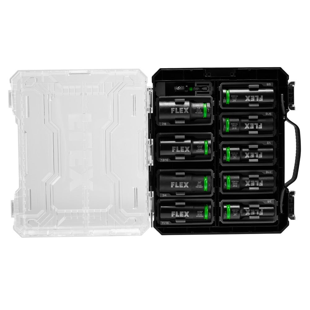 Flex FAM10401-10 Thin Wall Deep Well 6-Point 1/2" Drive Impact Nut Socket Set (10 Piece) - 5