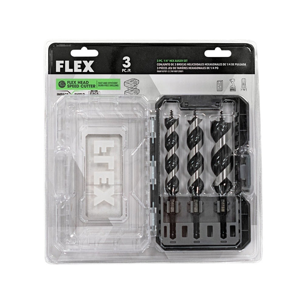 Flex FAM10701-3 1/4" Hex Auger Set for Fast, Burr-Free Drilling in Wood (3 Piece) - 4