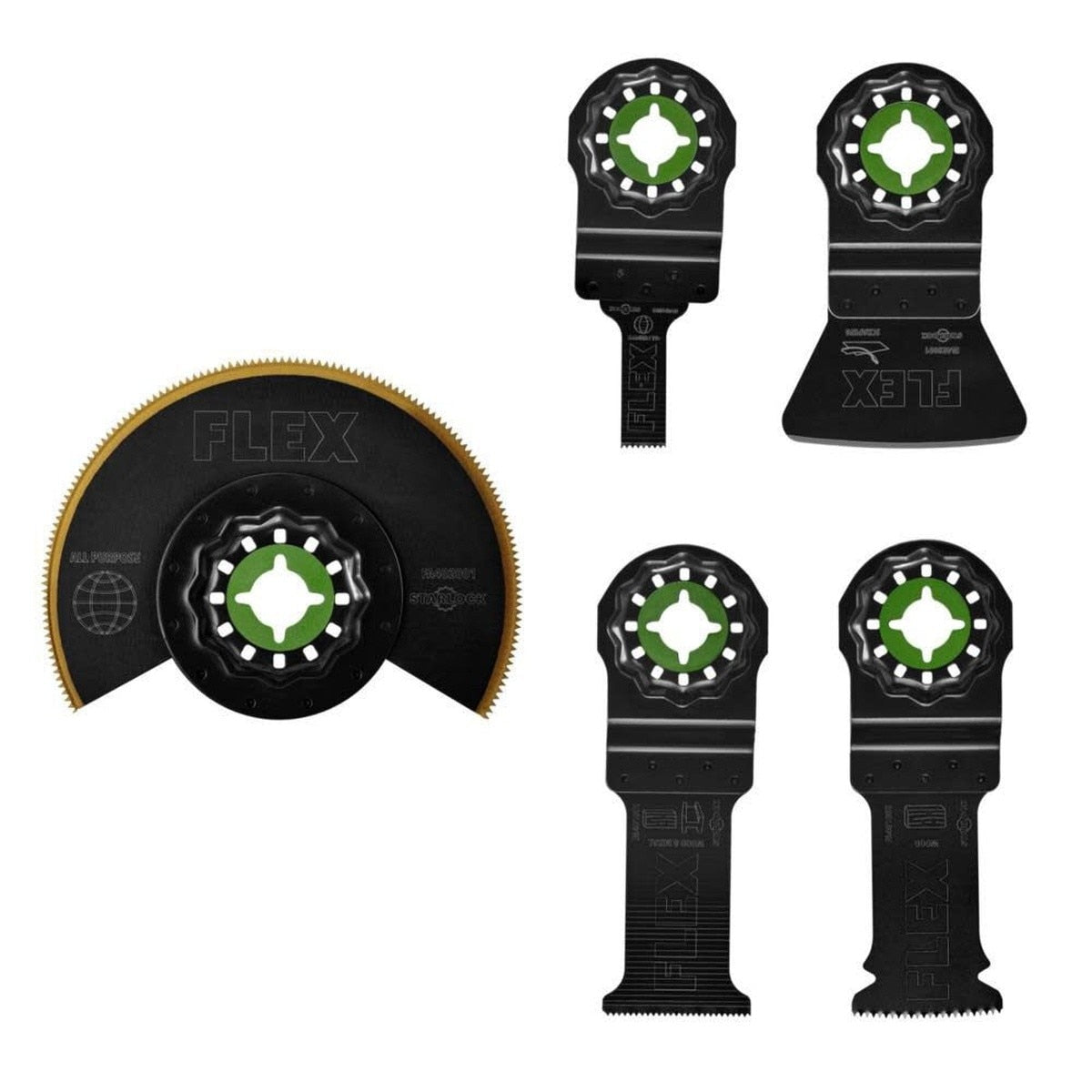 Flex FAM40001-5 Starlock Oscillating Multi-Tool Trimming Blade Set 1-1/4" to 3-1/2" (5 Piece)