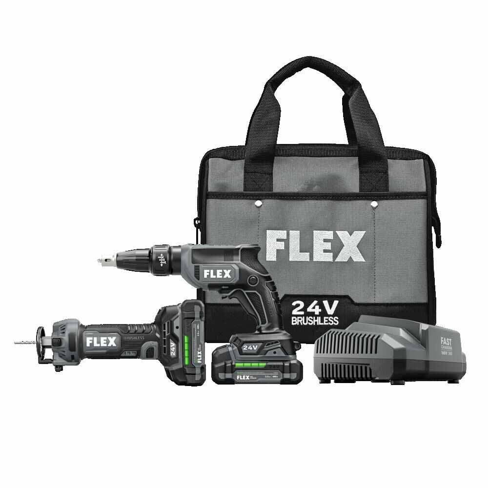 Flex FXM203-2AA 2 Tool Combo Kit, Drywall Screw Gun and Cut Out Tool - 2