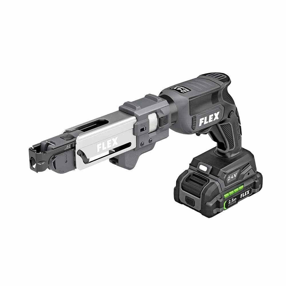 Flex FXM203-2A 24V Brushless 2 Tool Combo Kit Drywall Screw Gun with magazine and Cut Out Tool - 2