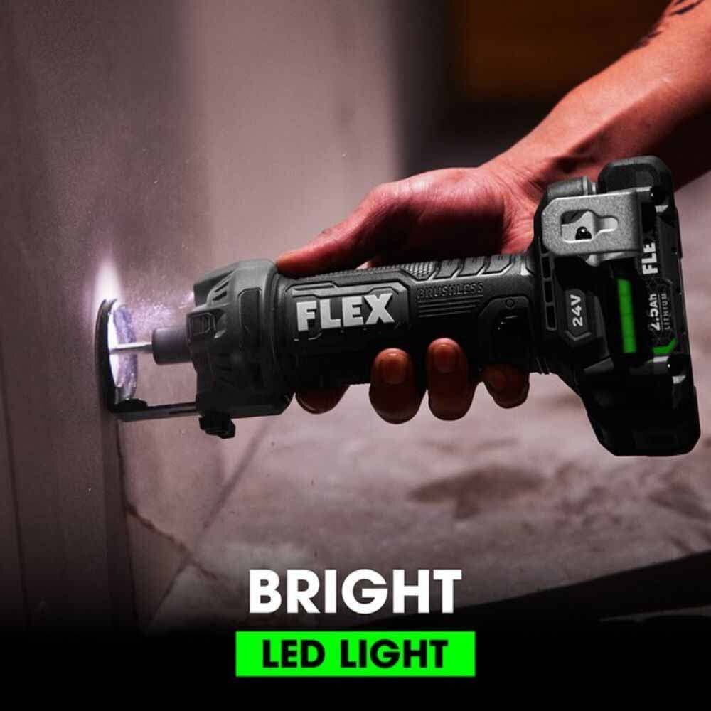 Flex FXM203-2A 24V Brushless 2 Tool Combo Kit Drywall Screw Gun with magazine and Cut Out Tool - 14