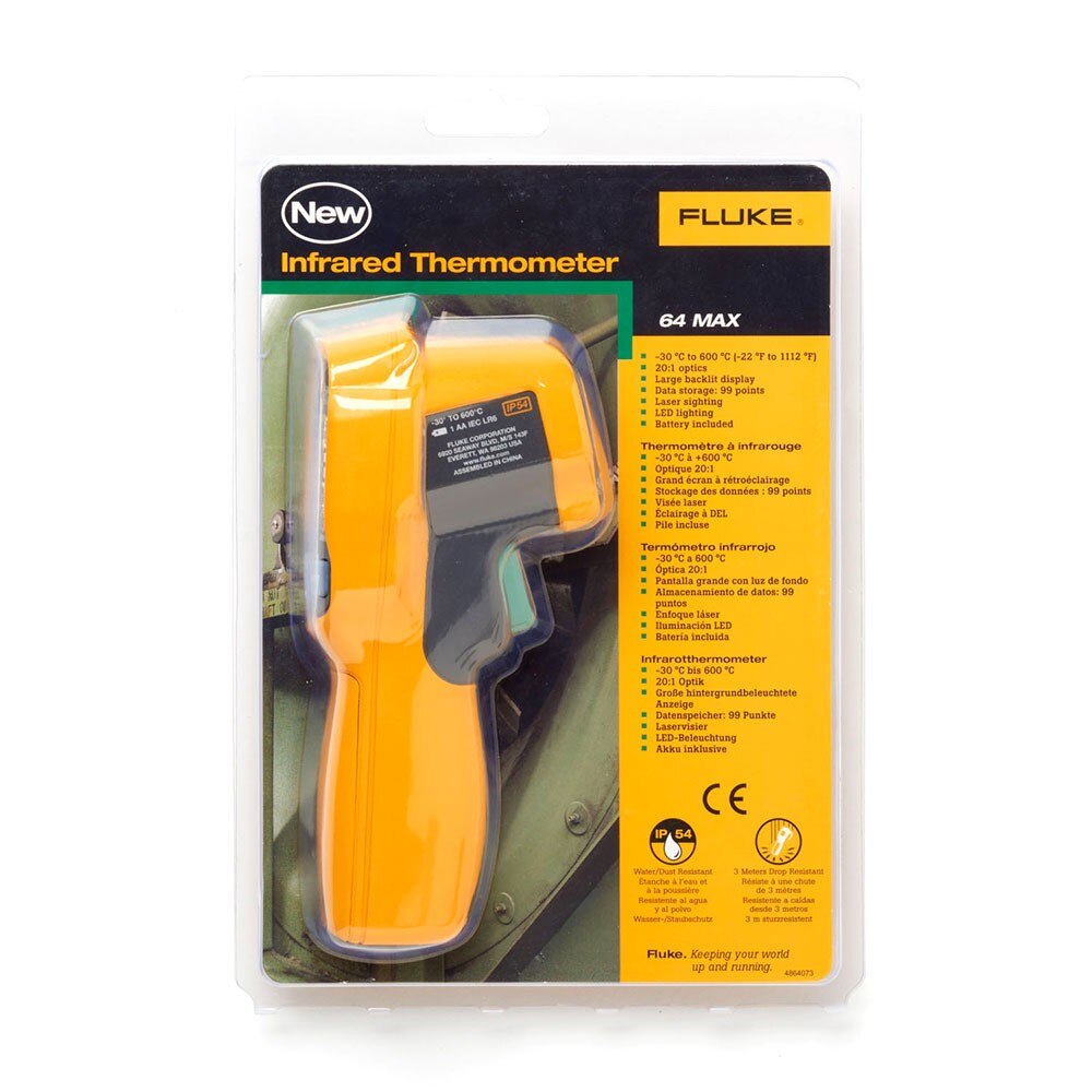 Fluke 4856105 64 MAX Multifunction Infrared Thermometer 20:1 D:S, 22 to 1112 °F Range - 4