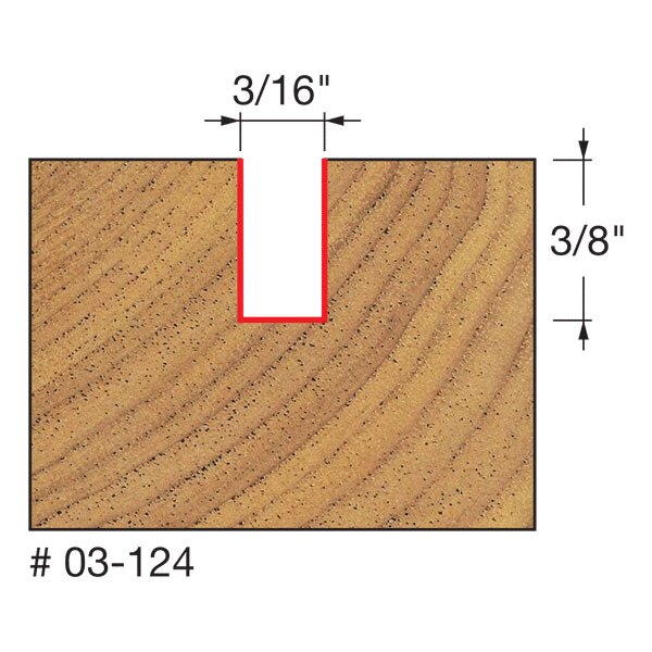 Freud 03-124 3/16" (Dia.) Single Flute Straight Bit - 2