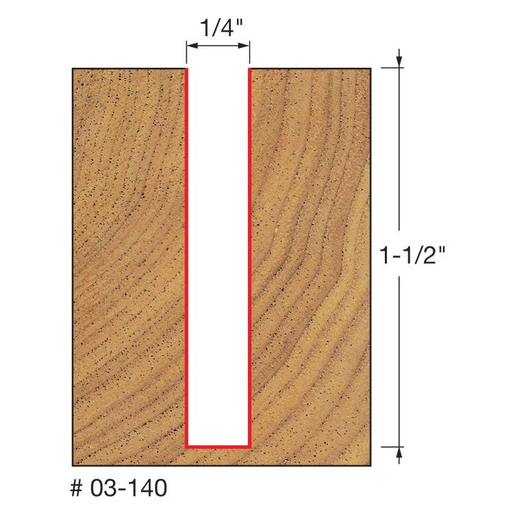 Freud 03-140 1/4" (Dia.) Single Flute Straight Bit - 2