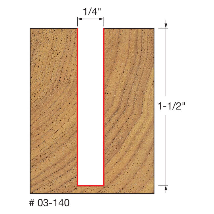 Freud 03-140 1/4" (Dia.) Single Flute Straight Bit - 2
