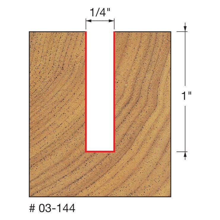 Freud 03-144 1/4" (Dia.) Single Flute Straight Bit - 2