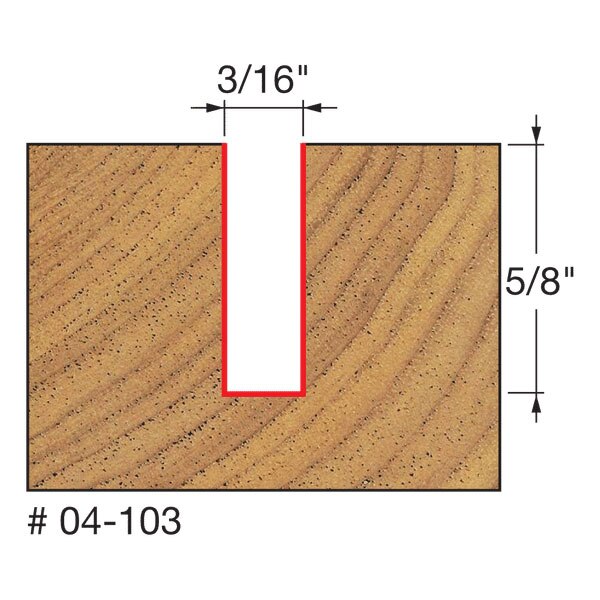 Freud 04-103 3/16" (Dia.) Double Flute Straight Bit - 2