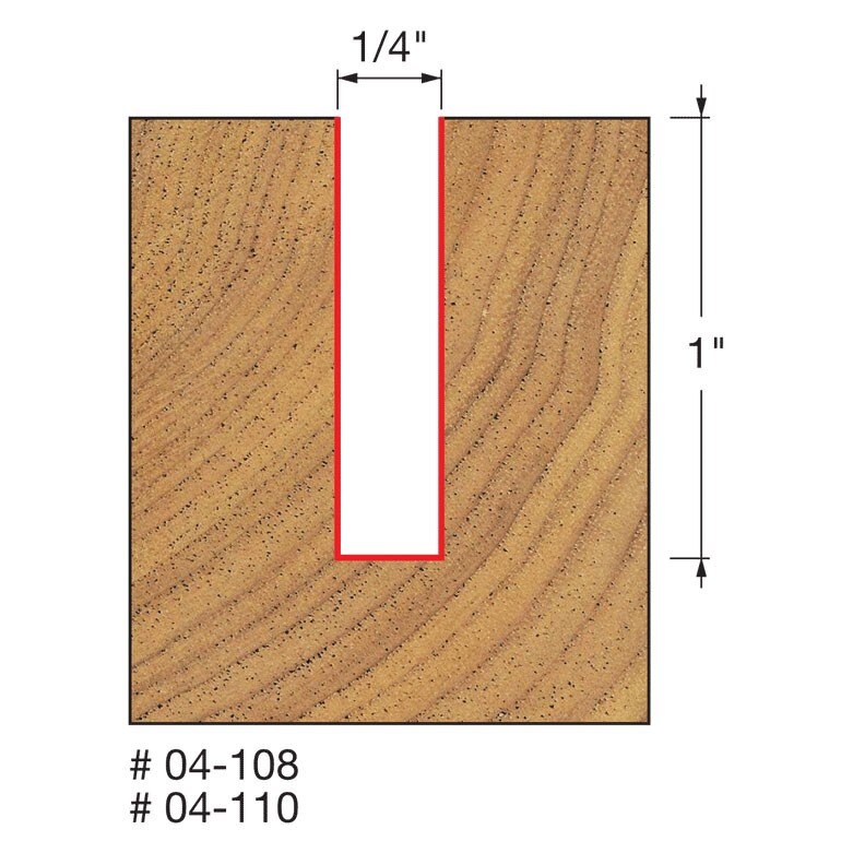 Freud 04-108 1/4" (Dia.) Double Flute Straight Bit - 2