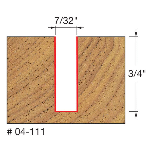 Freud 04-111 7/32" (Dia.) Double Flute Straight Bit - 2