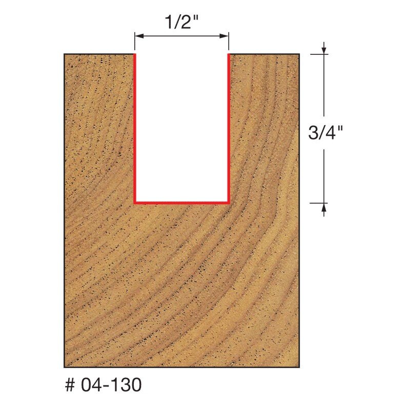 Freud 04-130 1/2" (Dia.) Double Flute Straight Bit - 2