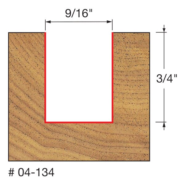 Freud 04-134 9/16" (Dia.) Double Flute Straight Bit - 2