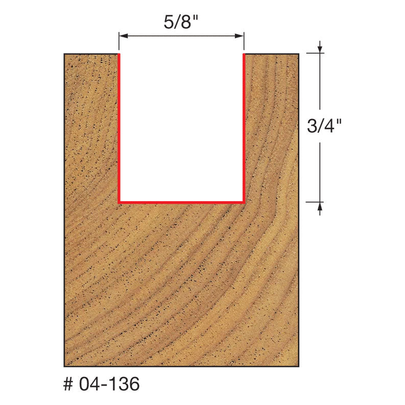 Freud 04-136 5/8" (Dia.) Double Flute Straight Bit - 2