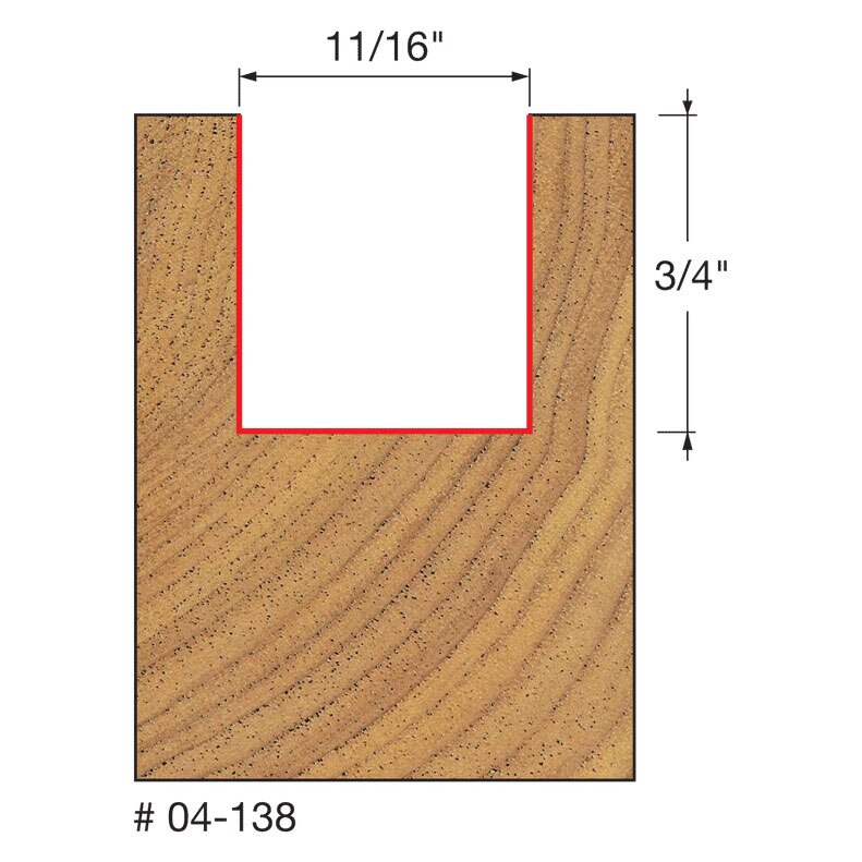 Freud 04-138 11/16" (Dia.) Double Flute Straight Bit - 2
