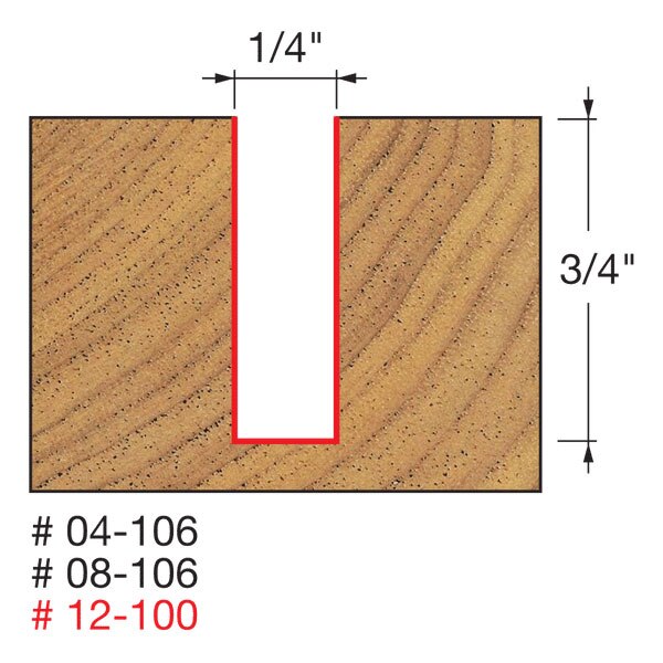 Freud 08-106 1/4" (Dia.) Double Flute Straight Bit with 3/8" Shank - 2