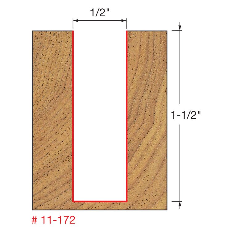 Freud 11-172 1/2" (Dia.) Single Flute Straight Bit - 2