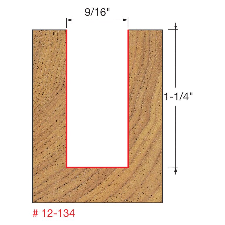 Freud 12-134 9/16" (Dia.) Double Flute Straight Bit (Double Grind) - 2