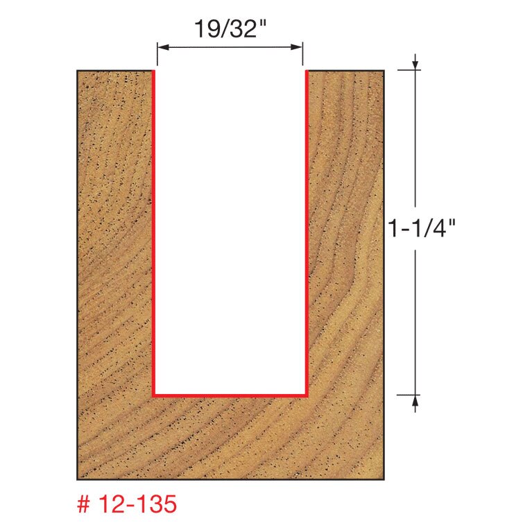 Freud 12-135 1-9/32" (Dia.) Double Flute Straight Bit (Double Grind) - 2