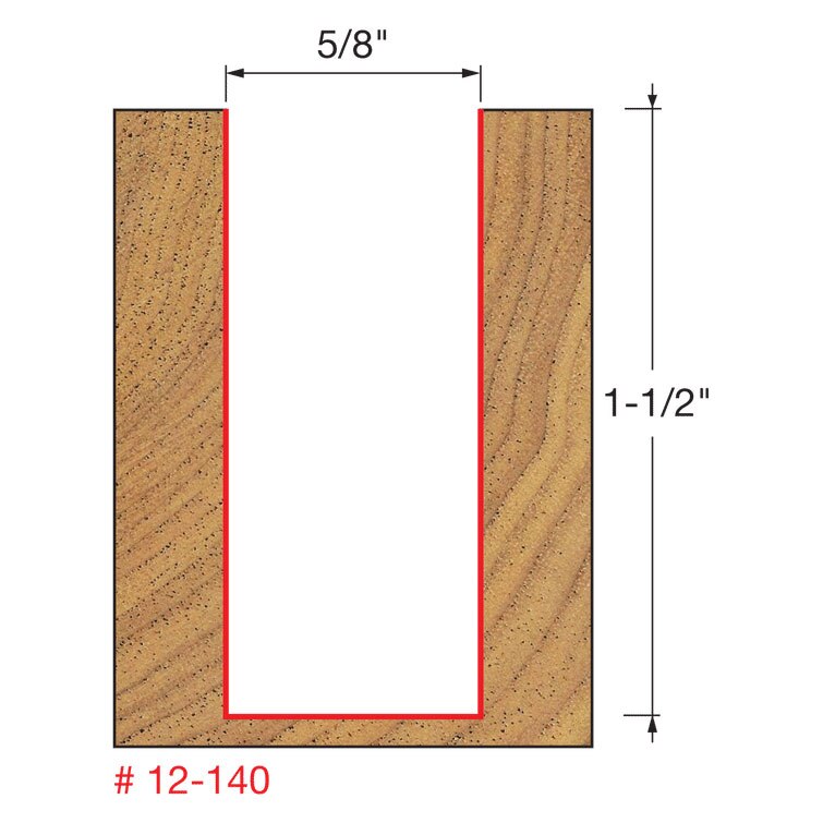 Freud 12-140 5/8" (Dia.) Double Flute Straight Bit (Double Grind) - 2