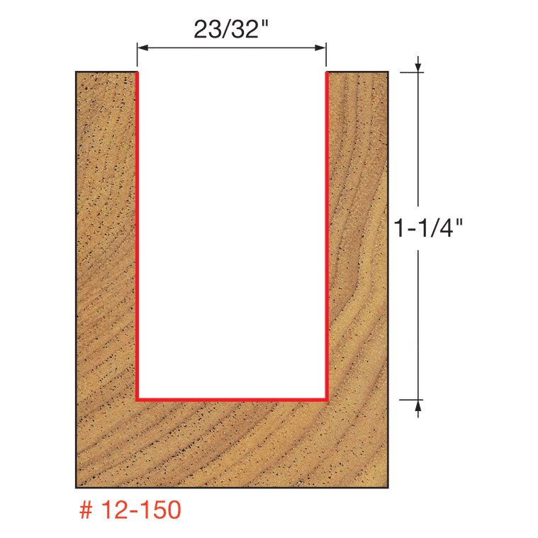 Freud 12-150 23/32" (Dia.) Double Flute Straight Bit (Double Grind) - 2