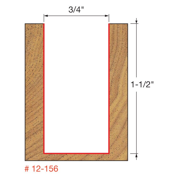 Freud 12-156 3/4" (Dia.) Double Flute Straight Bit (Double Grind) - 2
