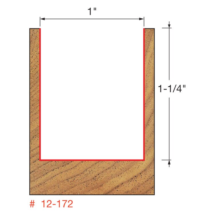 Freud 12-172 1" (Dia.) Double Flute Straight Bit (Double Grind) - 2