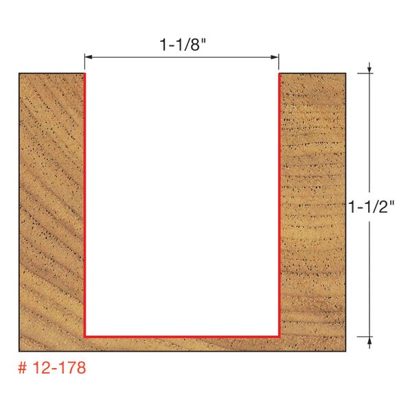 Freud 12-178 1-1/8" (Dia.) Double Flute Straight Bit (Double Grind) - 2