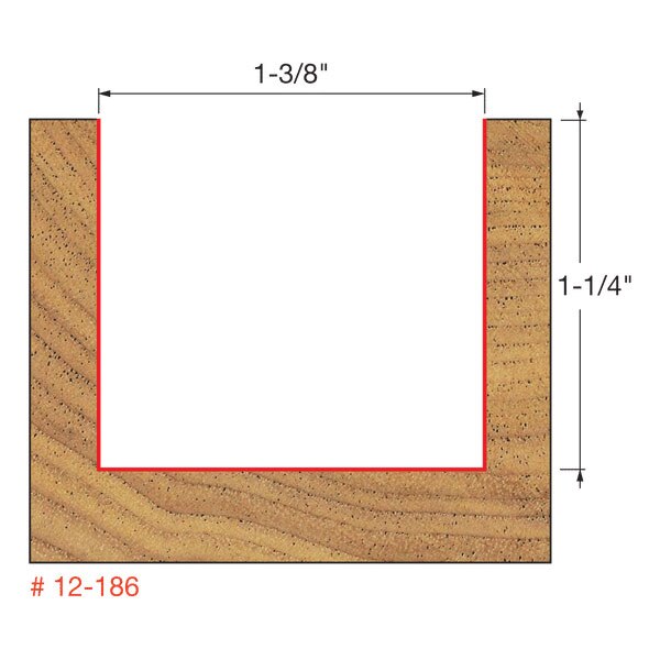 Freud 12-186 1-3/8" (Dia.) Double Flute Straight Bit (Double Grind) - 2