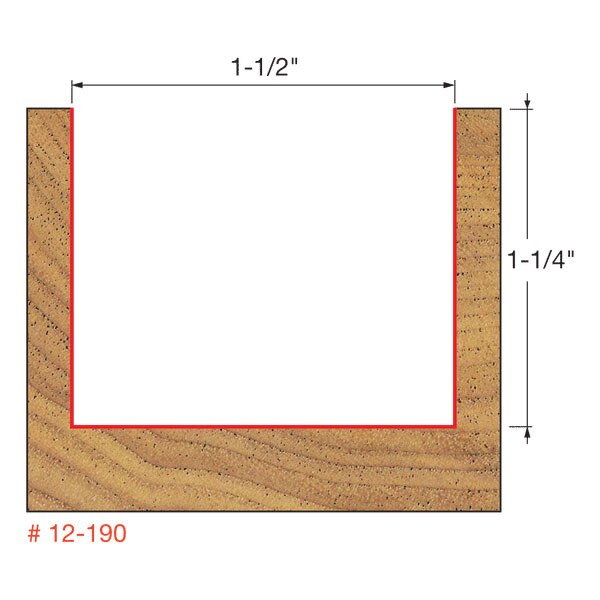 Freud 12-190 1-1/2" (Dia.) Double Flute Straight Bit (Double Grind) - 2