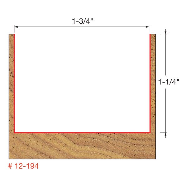 Freud 12-194 1-3/4" (Dia.) Double Flute Straight Bit (Double Grind) - 2