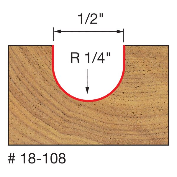 Freud 18-108 1/4" Radius Round Nose Bit - 2