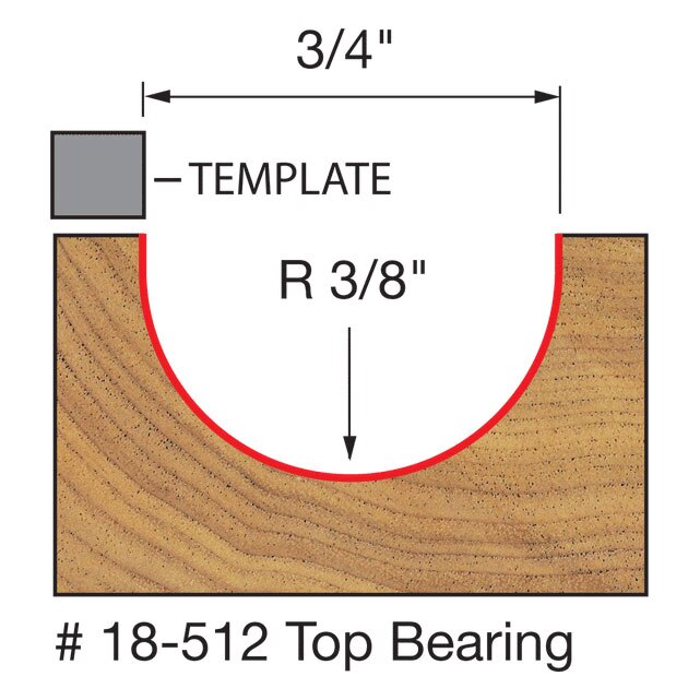 Freud 18-512 3/8" Radius Round Nose Bit - 2
