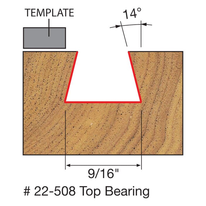Freud 22-508 9/16" (Dia.) Dovetail Bit - 2