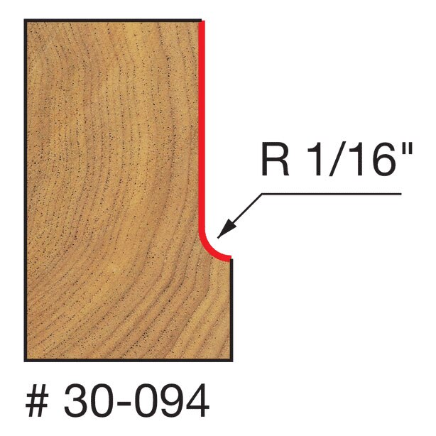 Freud 30-094 1/16" Radius Cove Bit - 2