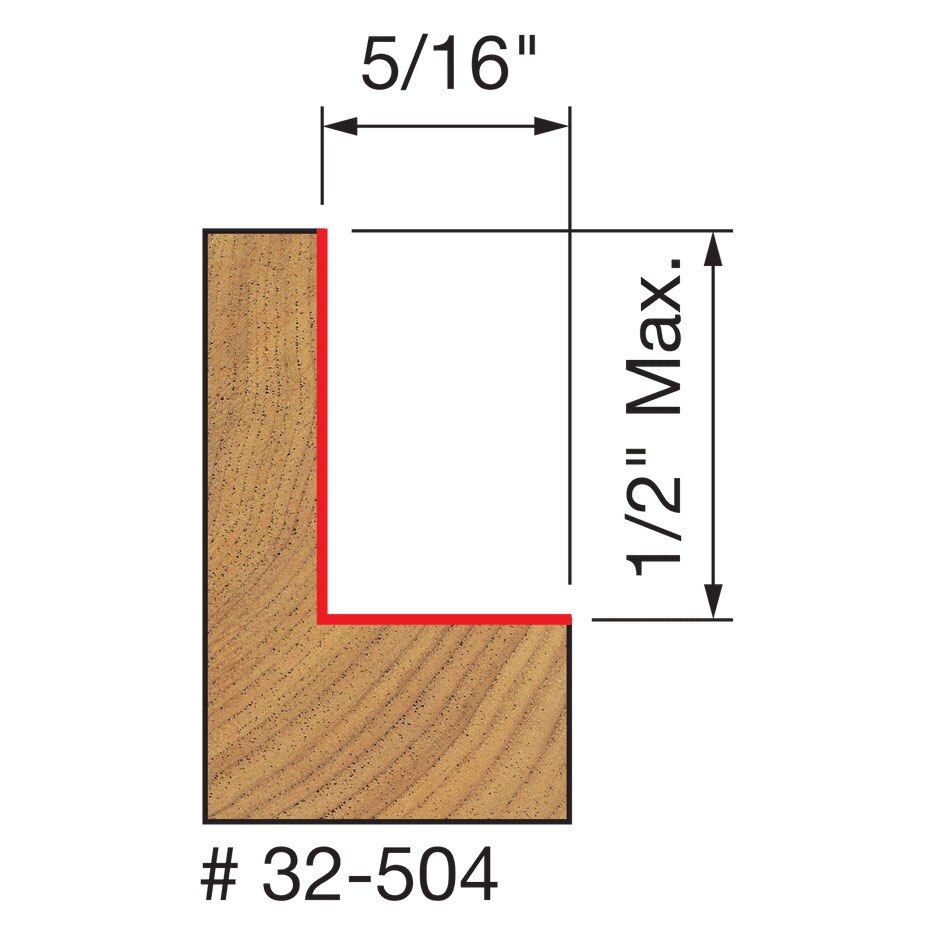 Freud 32-504 Flush, 1/8" - 1/2" Depth Rabbeting Bit, Bearings, 1/4" Shank - 3