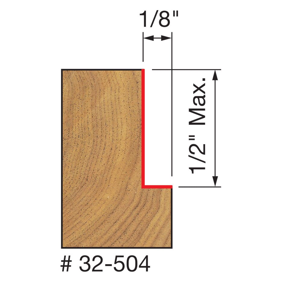 Freud 32-504 Flush, 1/8" - 1/2" Depth Rabbeting Bit, Bearings, 1/4" Shank - 4